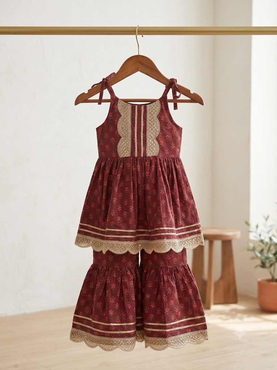 Purple Sharara Set