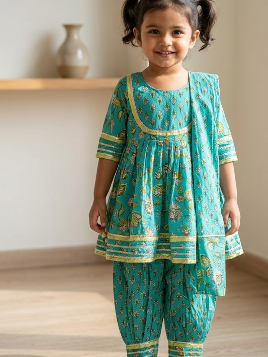 Blue Afgani Salwar Suit Set