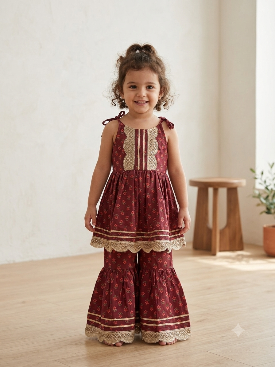 Purple Sharara Set