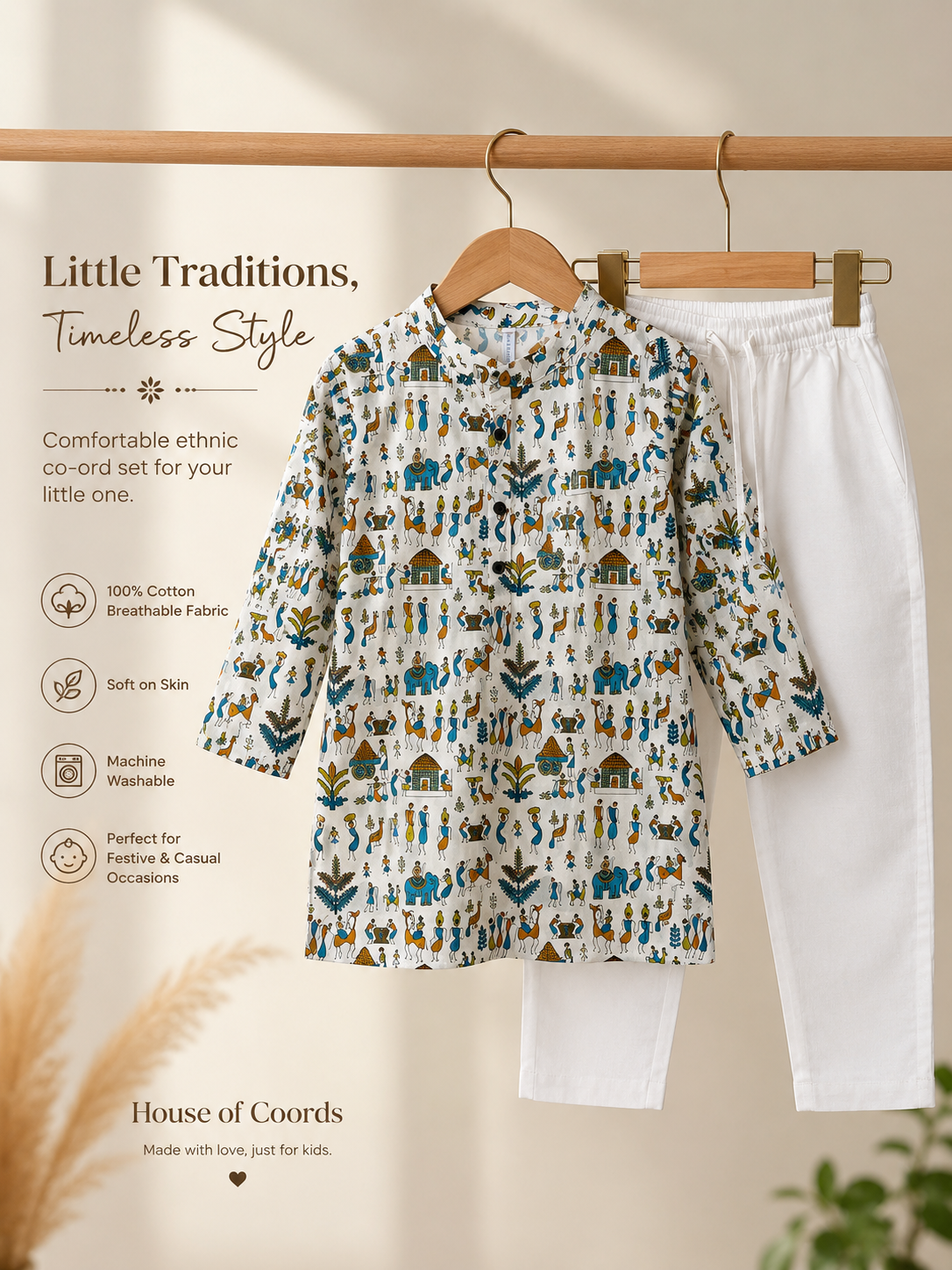 Ivory Cotton Kurta Pyjama