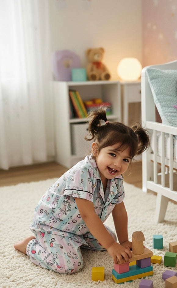 Rainbow Cambric Cotton Night Suit