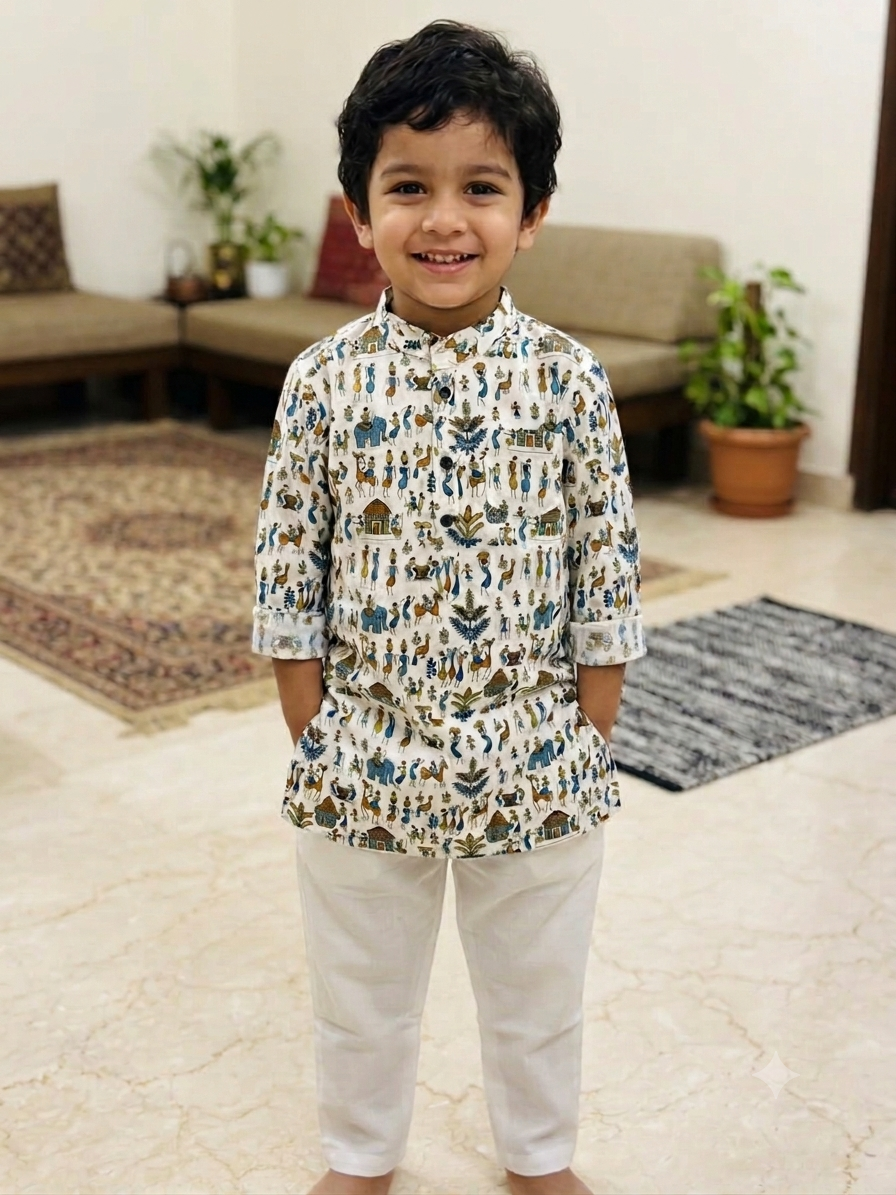Ivory Cotton Kurta Pyjama