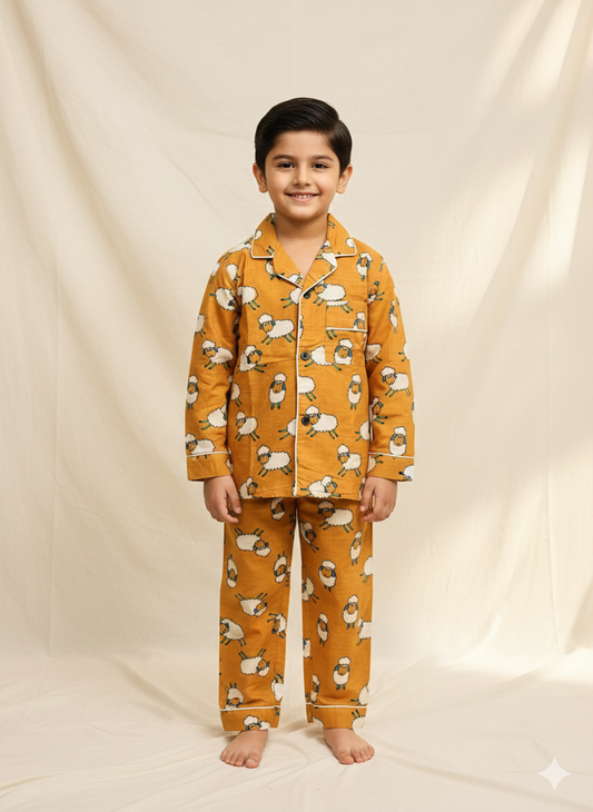 Sheep Cambric Cotton Night Suit