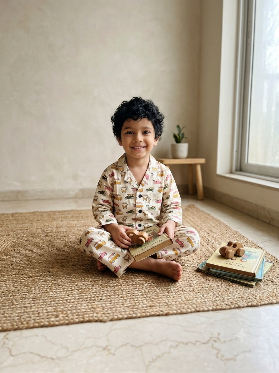 Retro Ride Cotton Night Suit
