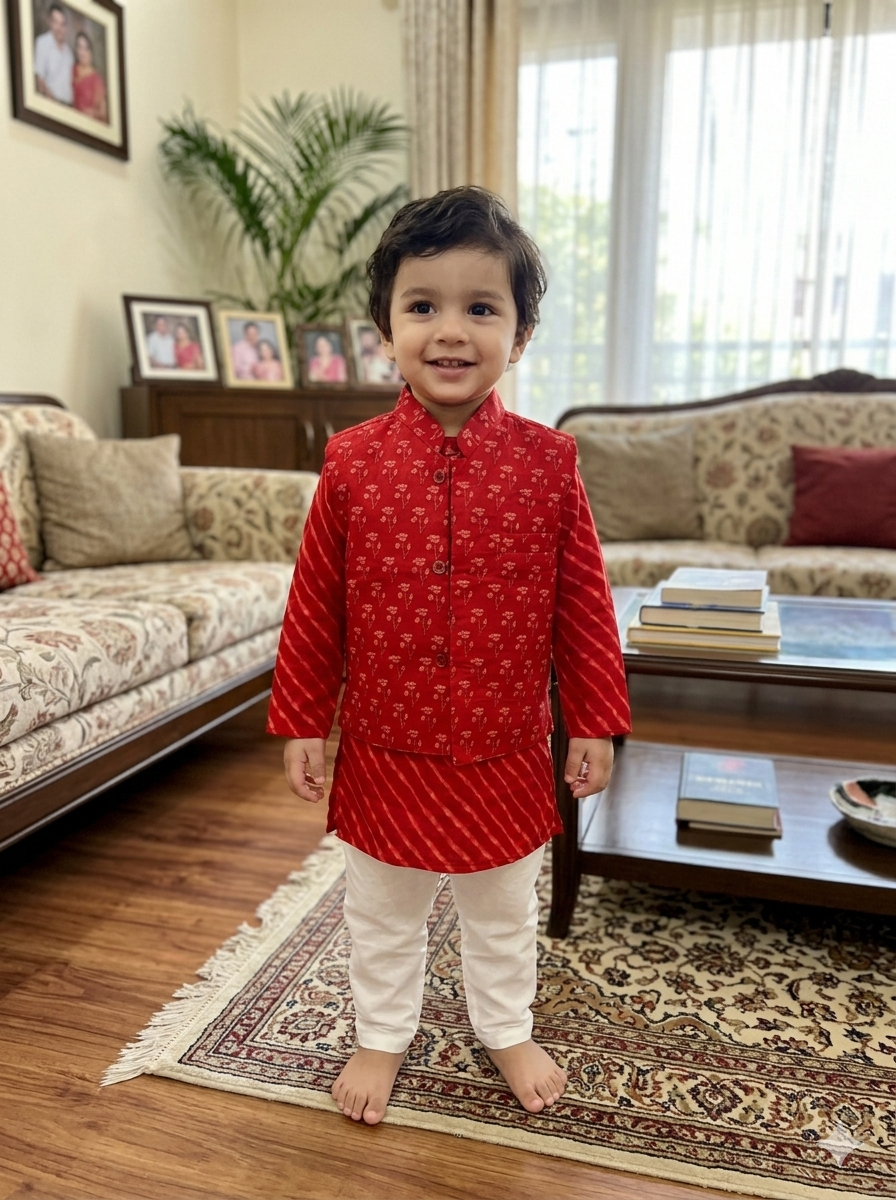 Red Cotton Kurta Pyjama