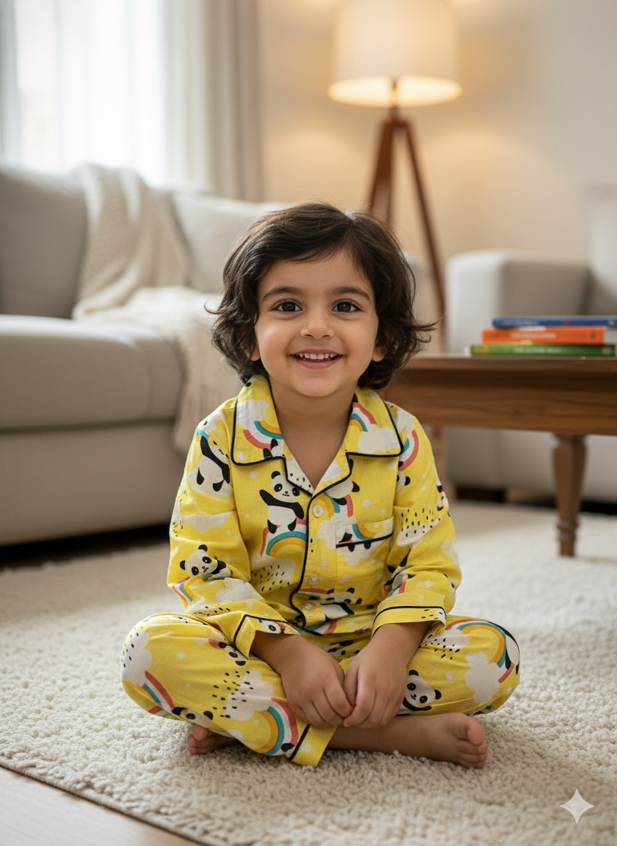 Panda Cambric Cotton Night Suit