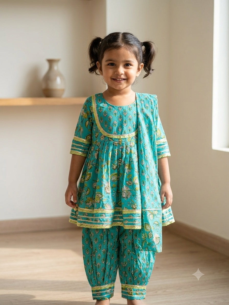 Blue Afgani Salwar Suit Set