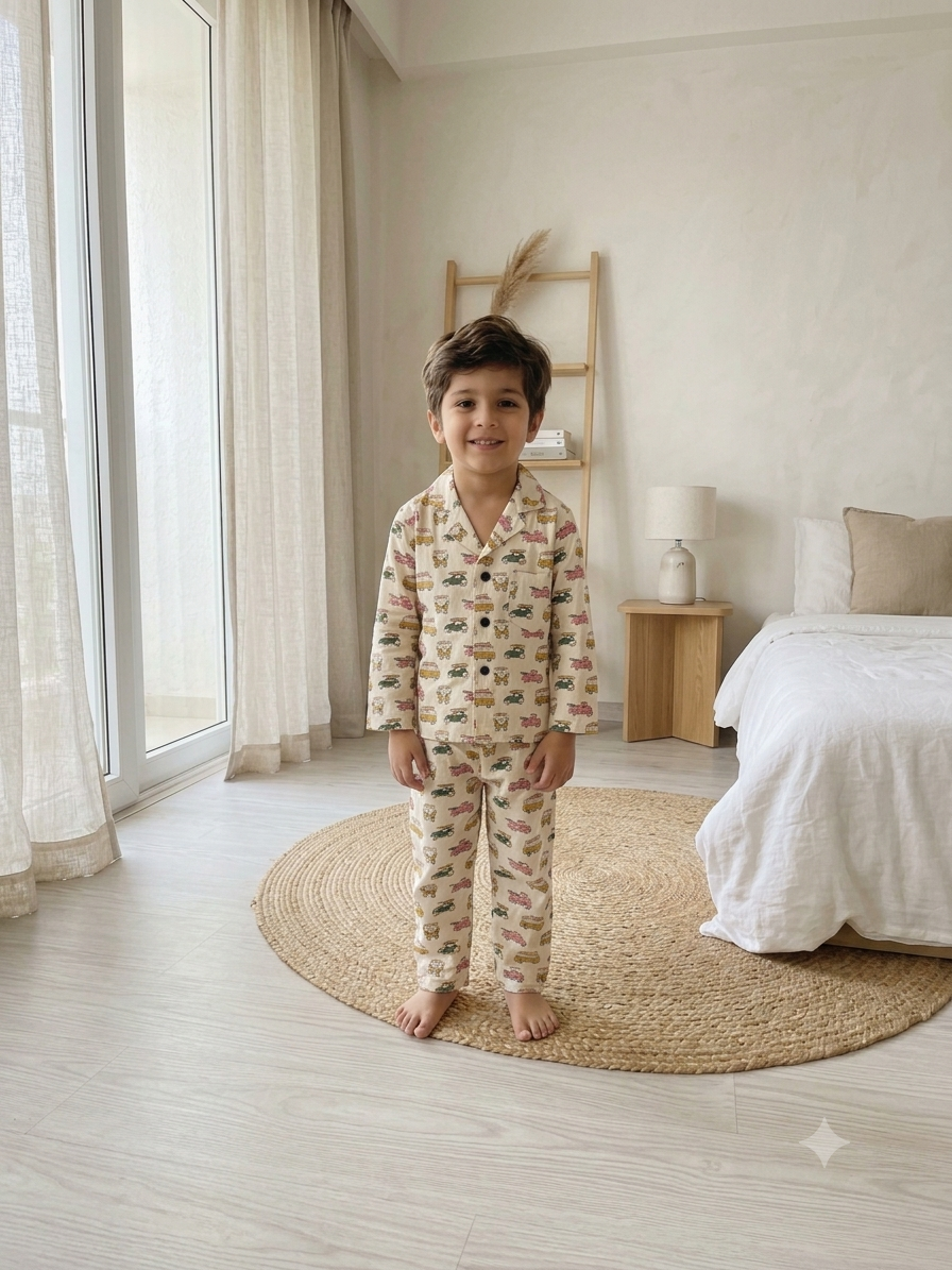 Retro Ride Cotton Night Suit