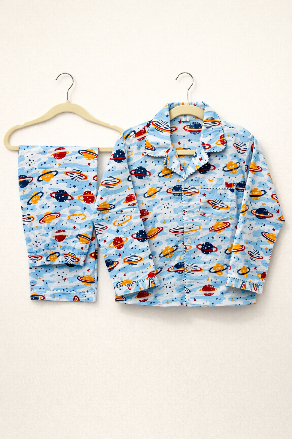 Space Ship Cambric Cotton Night Suit