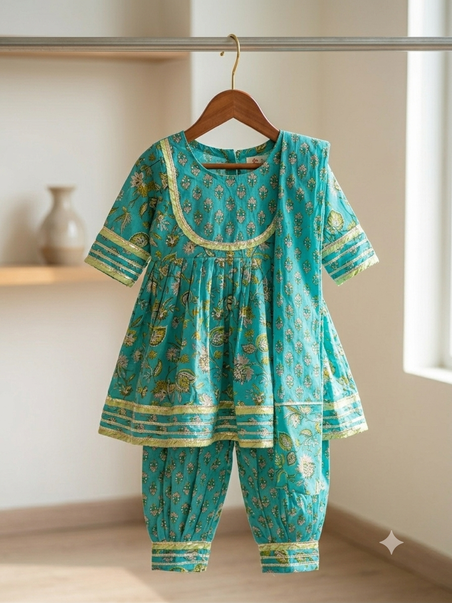 Blue Afgani Salwar Suit Set