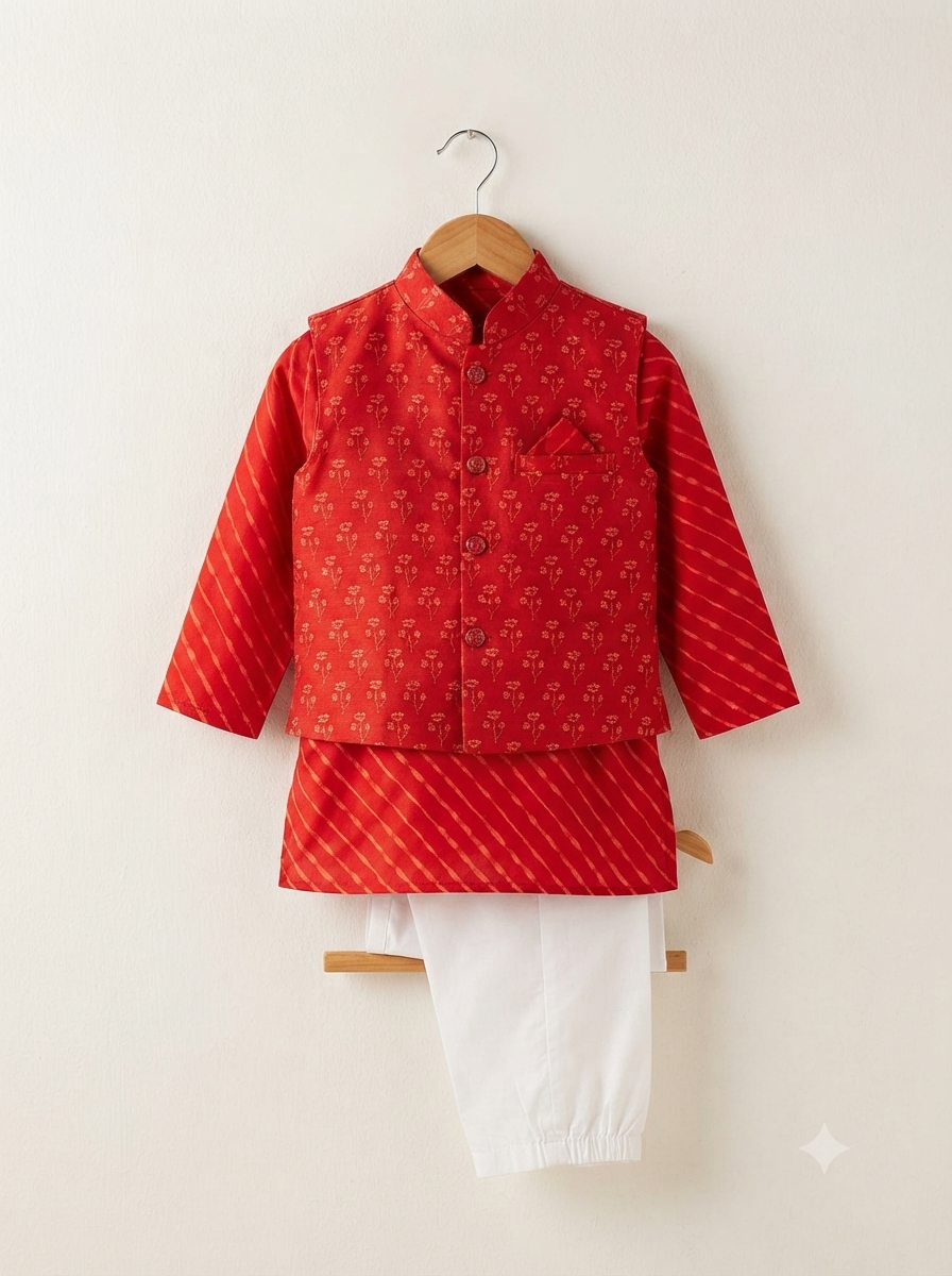 Red Cotton Kurta Pyjama