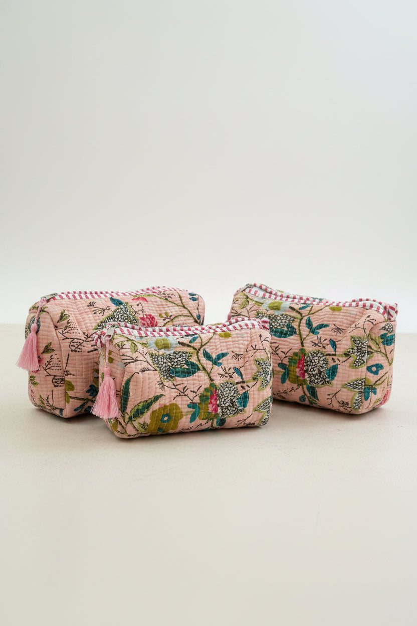 Baby Pink Cotton Pouch Set of 3