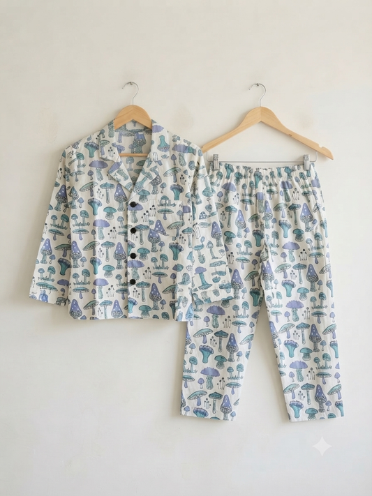 Mushroom Magic Unisex Cotton Night Suit