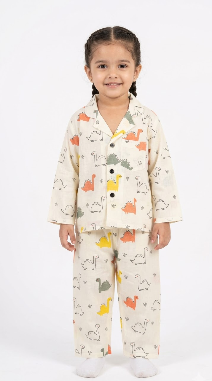 Big Dino Kids Cotton Night Suit