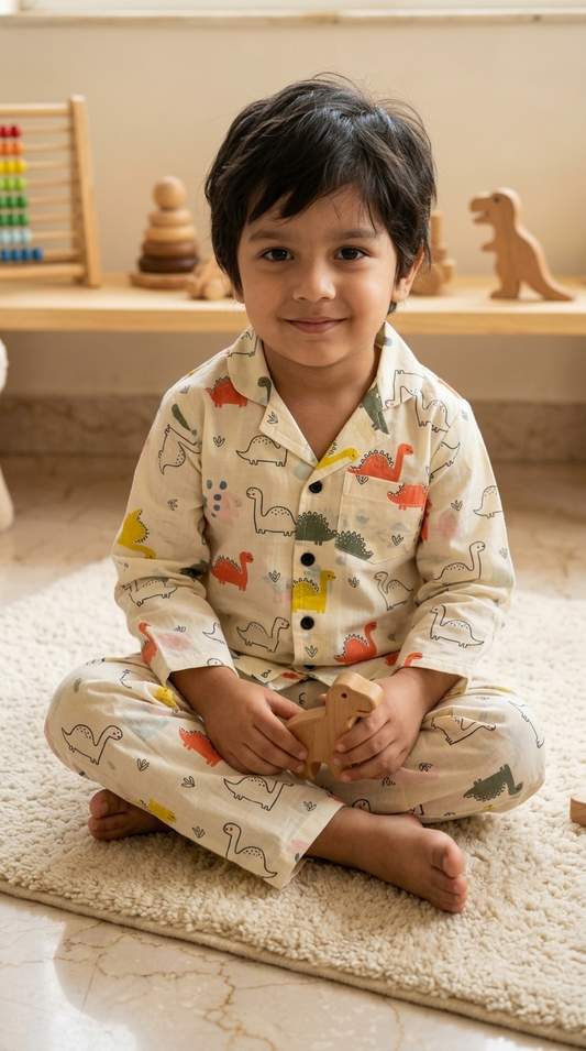 Big Dino Kids Cotton Night Suit