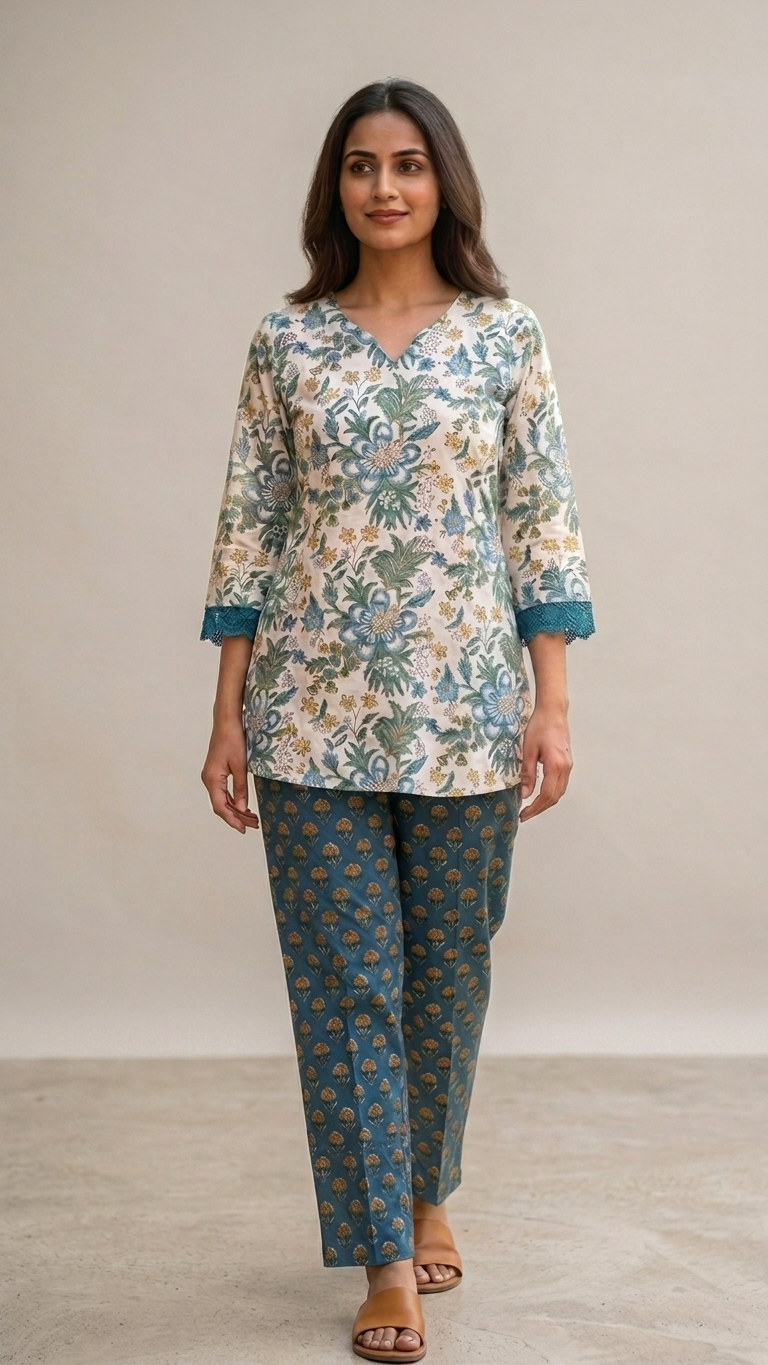 Neel Bagh Handblock Cotton Day-Night Coord