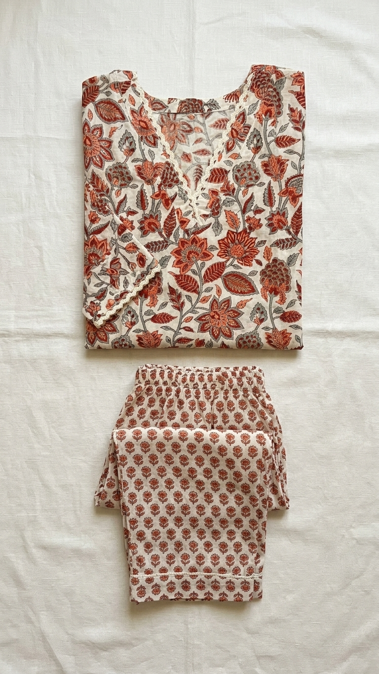 Jharoka Handblock Cotton Day-Night Coord