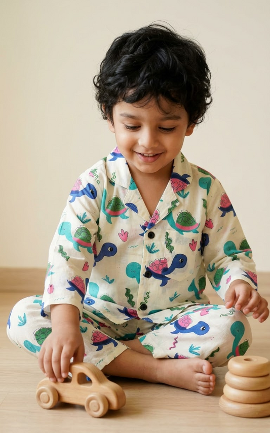 Sea Turtle Kids Cotton Night Suit