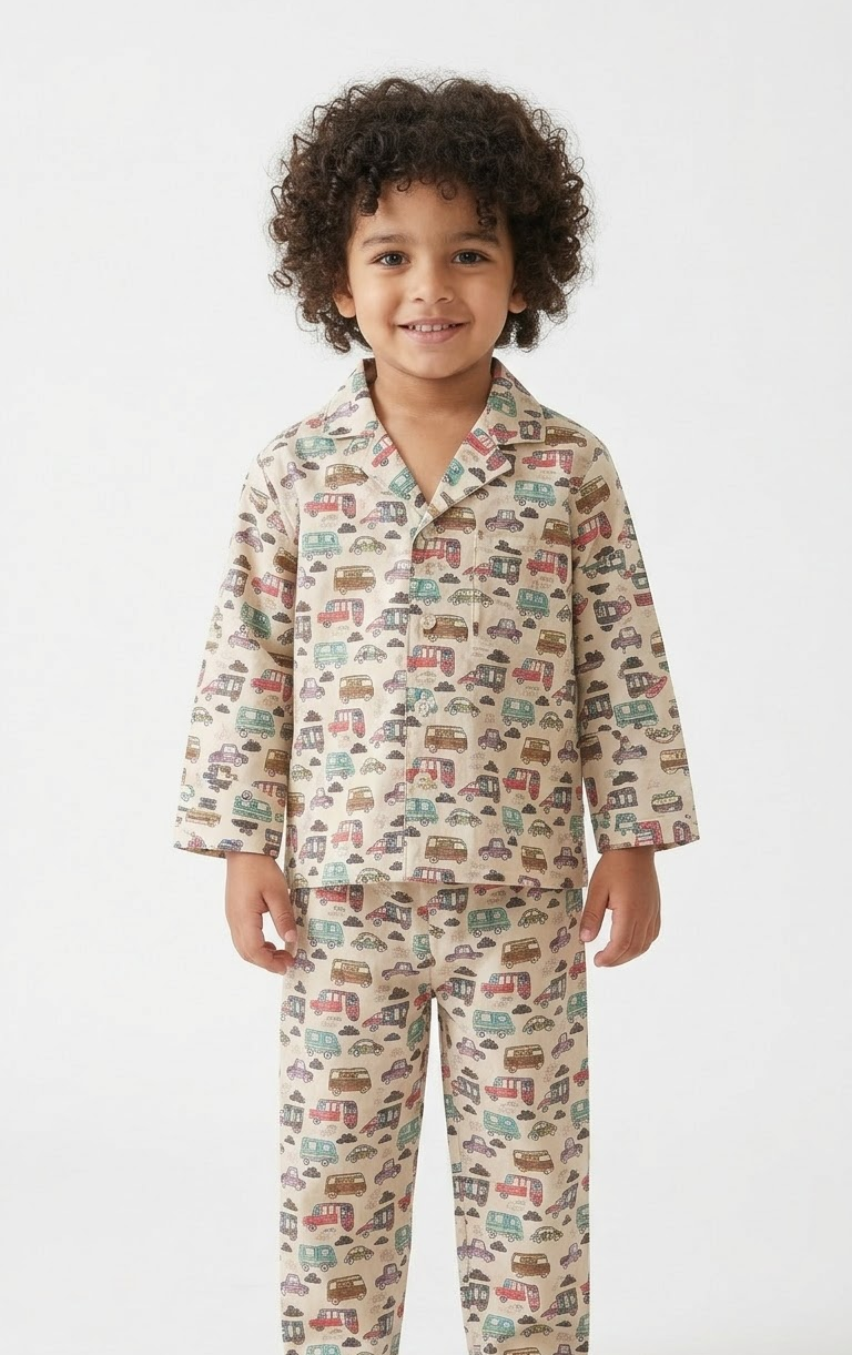 Tiny Wheels Cotton Night Suit